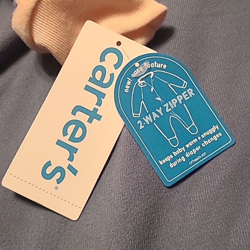 Carters girls 3 month 2 way zip and snap closure NWT footie sleeper - Picture 5 of 10